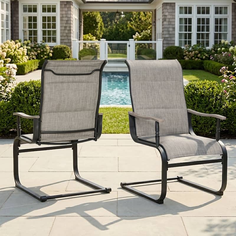 Nuu Garden Outdoor Patio 2-Piece Dining Chairs, Breathable Textilene, Iron Frame