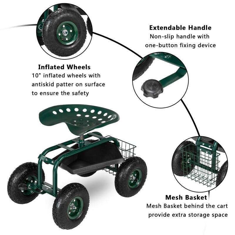 29.5" x 17.7" x 18.5" Garden Seat Car Dark Green