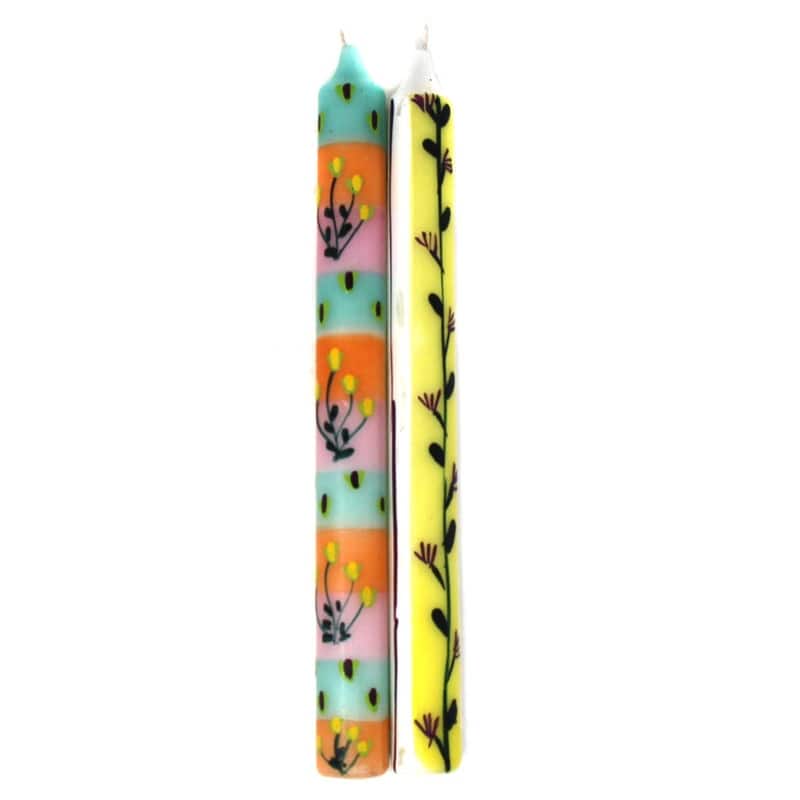Handmade Imbali Design Candles, Set of 2 (South Africa)