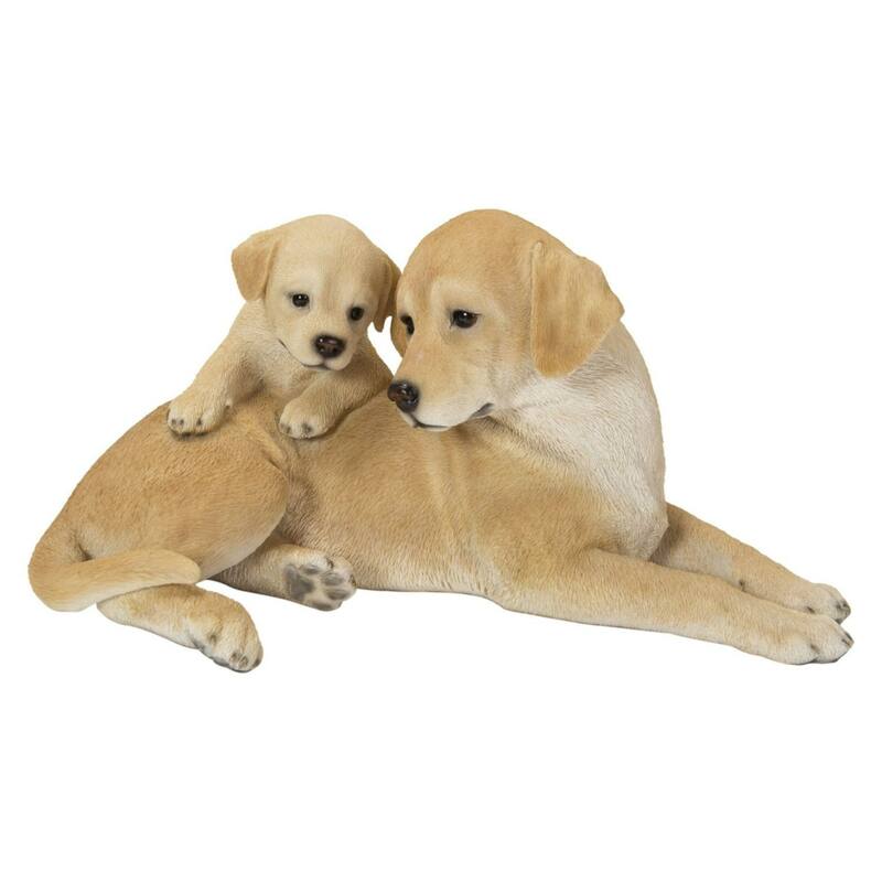 10.5" Mother and Baby Labrador Retriever Outdoor Garden Statue