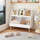 preview thumbnail 5 of 7, Kids Bookshelf and Toy Organizer, 5 Cubbies Wooden Open Bookcase, 2-Tier Baby Storage Display Organizer with Legs, White 