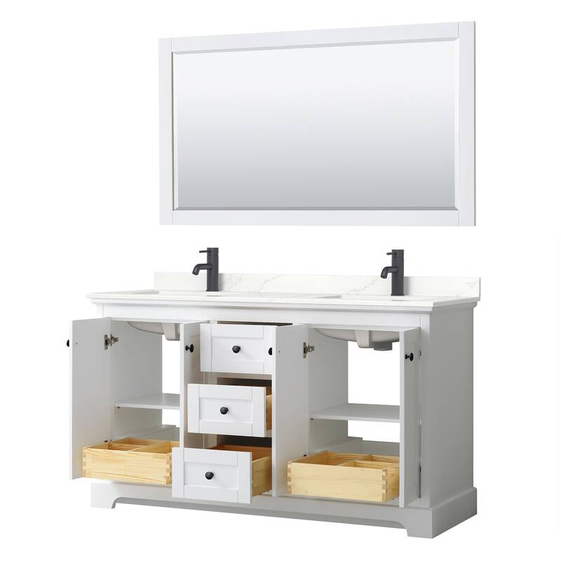 Avery 60-inch Double Vanity, Quartz Top, 58-inch Mirror