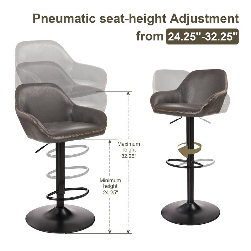 Glitzhome 41"H Round Wood Top High Pub Table with Gaslift Adjustable Swivel Bar Stools Set