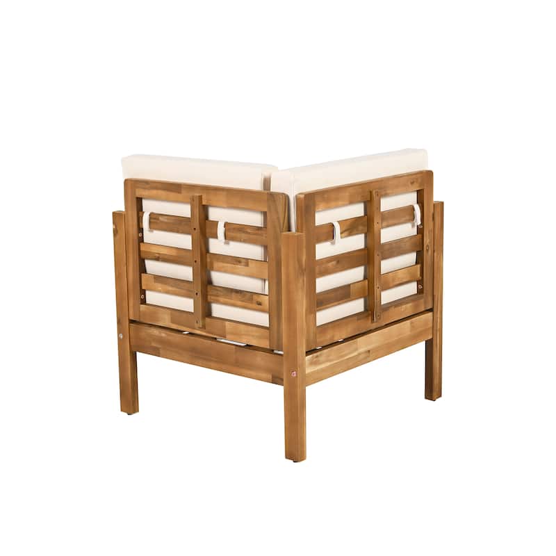 Christopher Knight Home - Mia 4-Pieces Acacia Wood Patio Chat Set