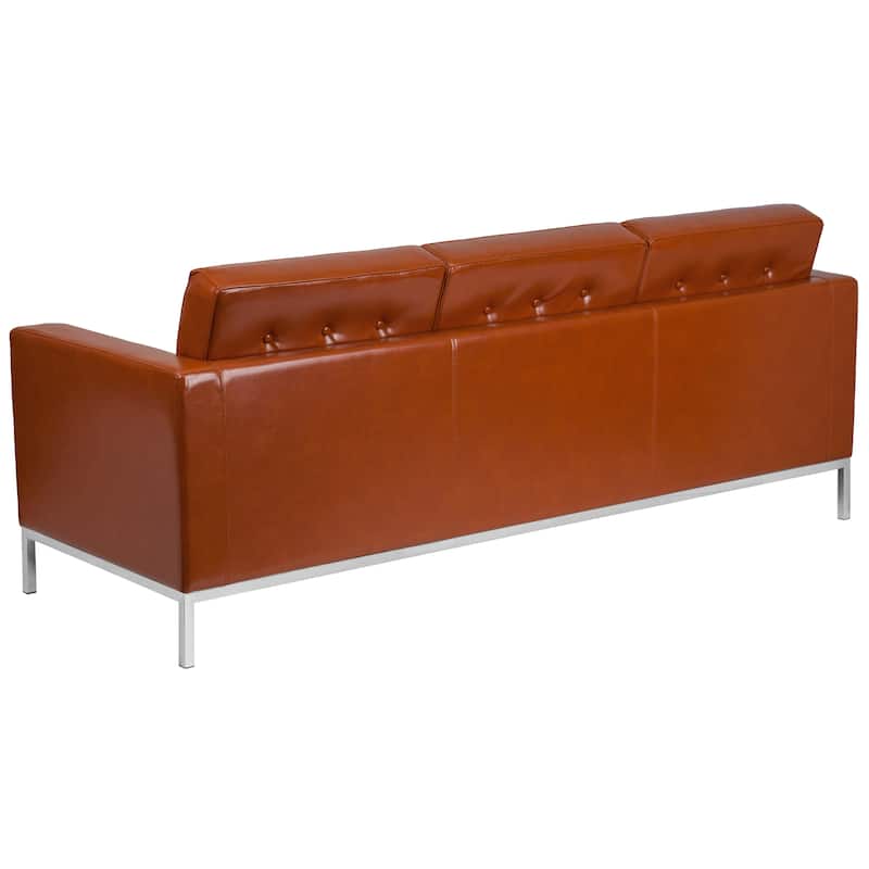 Contemporary Button Tufted LeatherSoft Sofa w/ Steel Frame - 80"W x 31"D x 32"H
