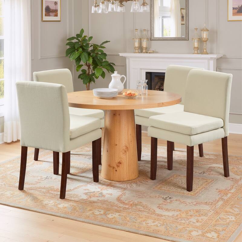 Upholstered Dining Chairs, Modern Dining Room Chairs Set of 2 with Thick Padded Cushion Seat, Linen Fabric Kitchen Dining Chairs