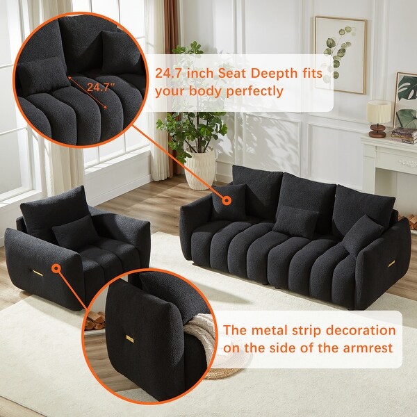 Free Combination Teddy Fabric Sofa with Pillow 39.7 Breathable Upholstered Lounge Chairs for Livingroom On Sale Bed Bath Beyond 40889020