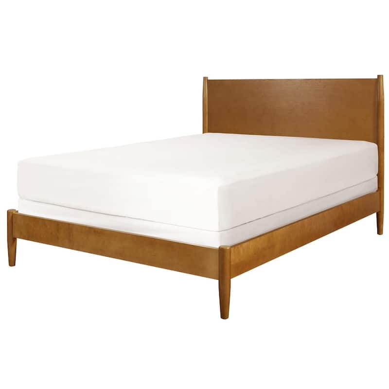 King Platform Bed with Headboard - Modern Low Profile Bed Frame, Sturdy Wood Bed, Mid-Century Design