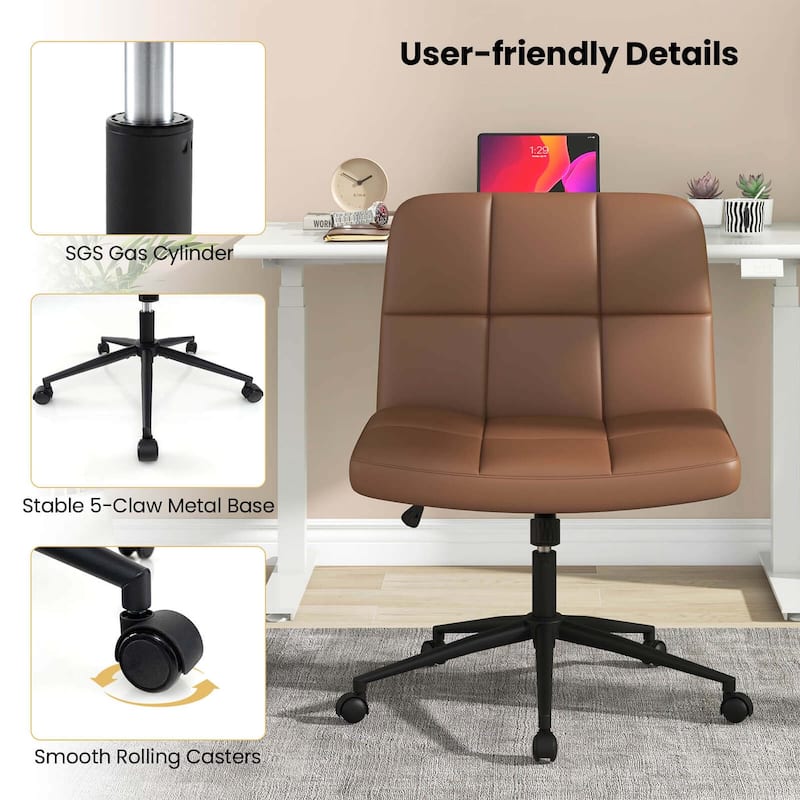 Costway Criss Cross Chair with Wheels Oversized U-shaped Seat Wheels - See Details