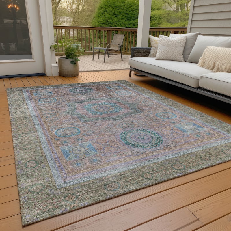 Machine Washable Indoor/Outdoor Traditional Chantille Rug - Copper - 9' x 12'