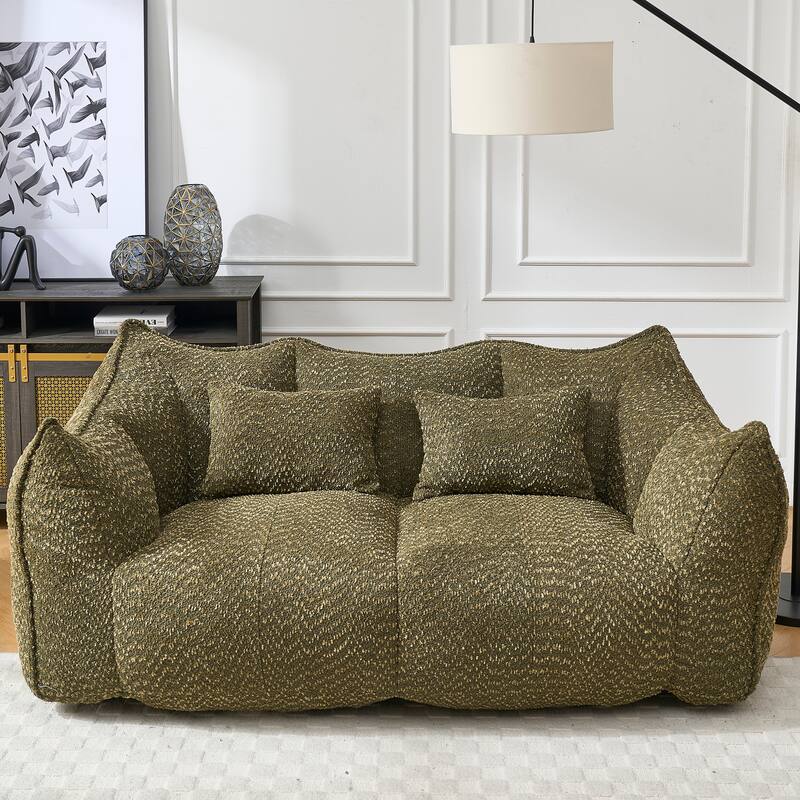 Modern Chenille 2-Seater Bean Bag Chair Recliner Sofa with Armrests for Living Room Lounge Bedroom