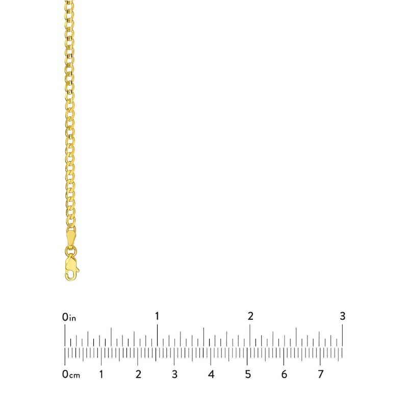 Curata 10k Yellow Gold 2.7mm Light Concave Curb Chain Necklace (Lobster)