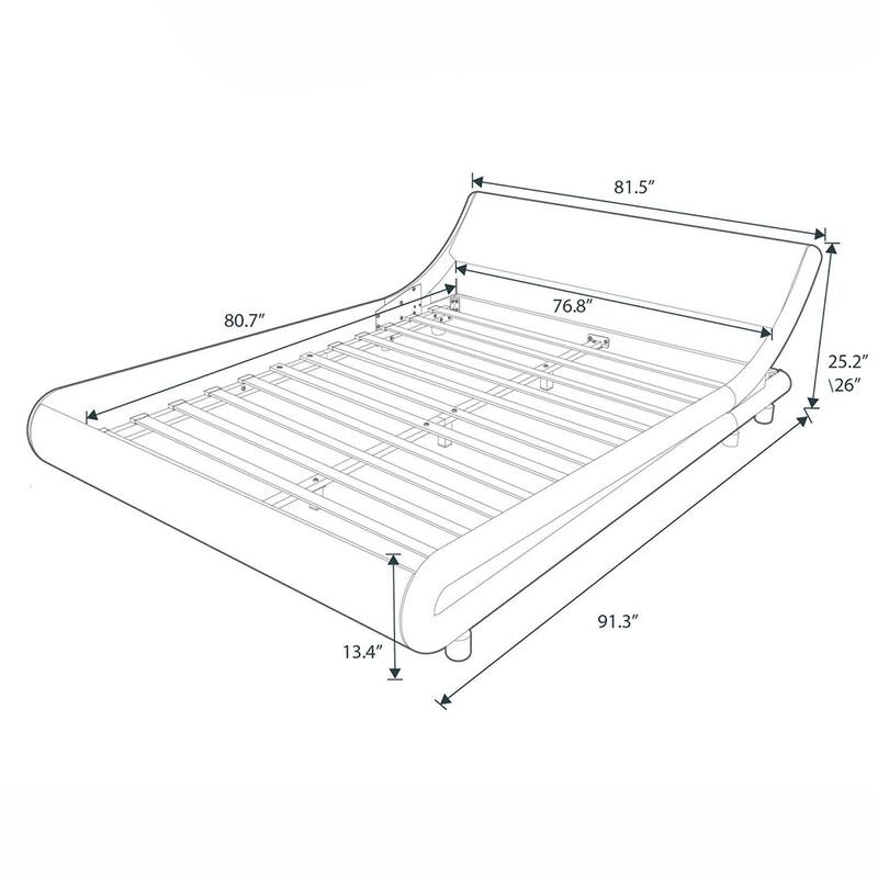 King Size Bed Frame with Curved Adjustable Headboard, Grey
