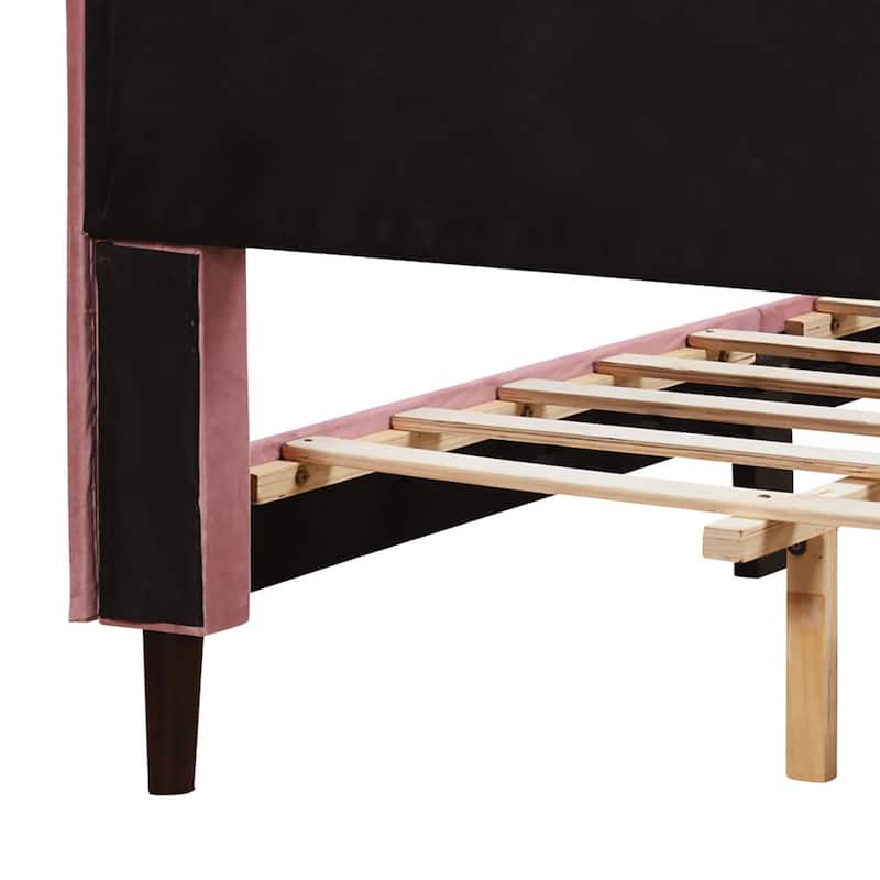 Classic Velvet Upholstered Platform Bed with Centre Support Legs