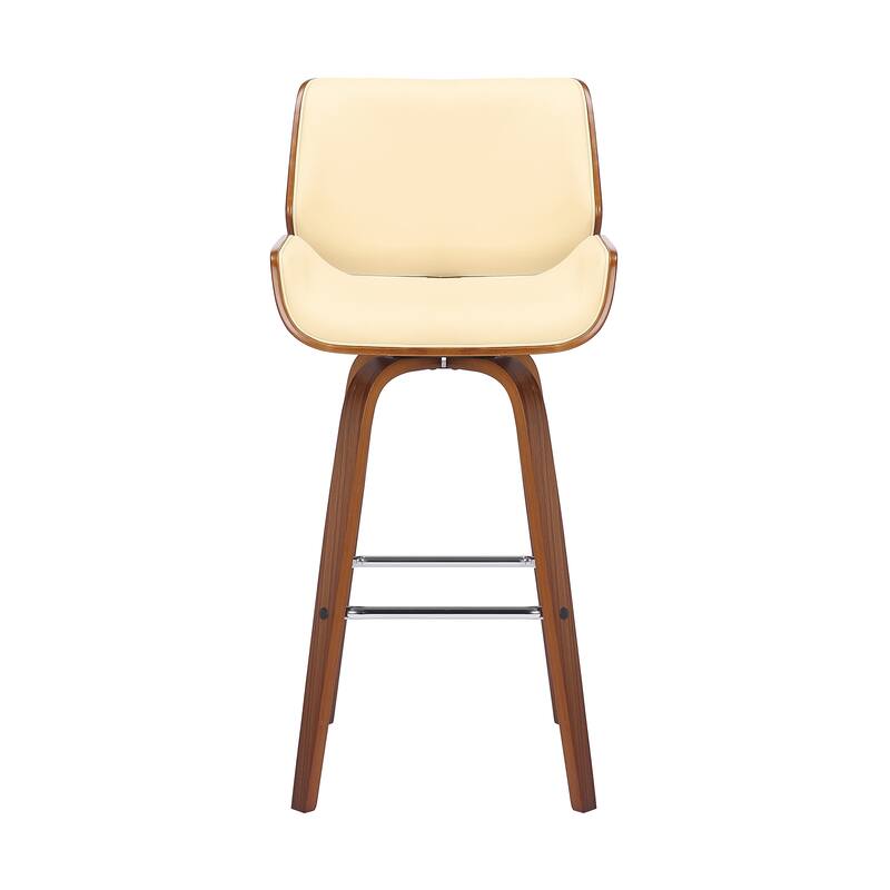 Tyler Mid-Century Swivel Bar Stool, Upholstered Counter Height Chair with Bentwood Legs