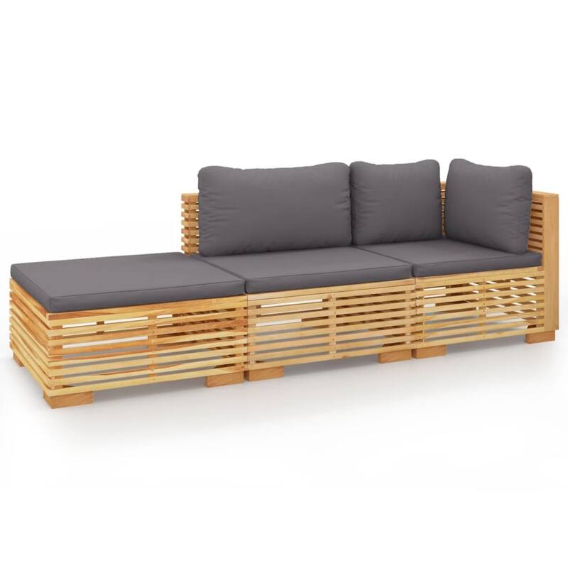 vidaXL 3 Piece Patio Lounge Set with Cushions Solid Wood Teak - 27.4" x 27.4" x 23.6"