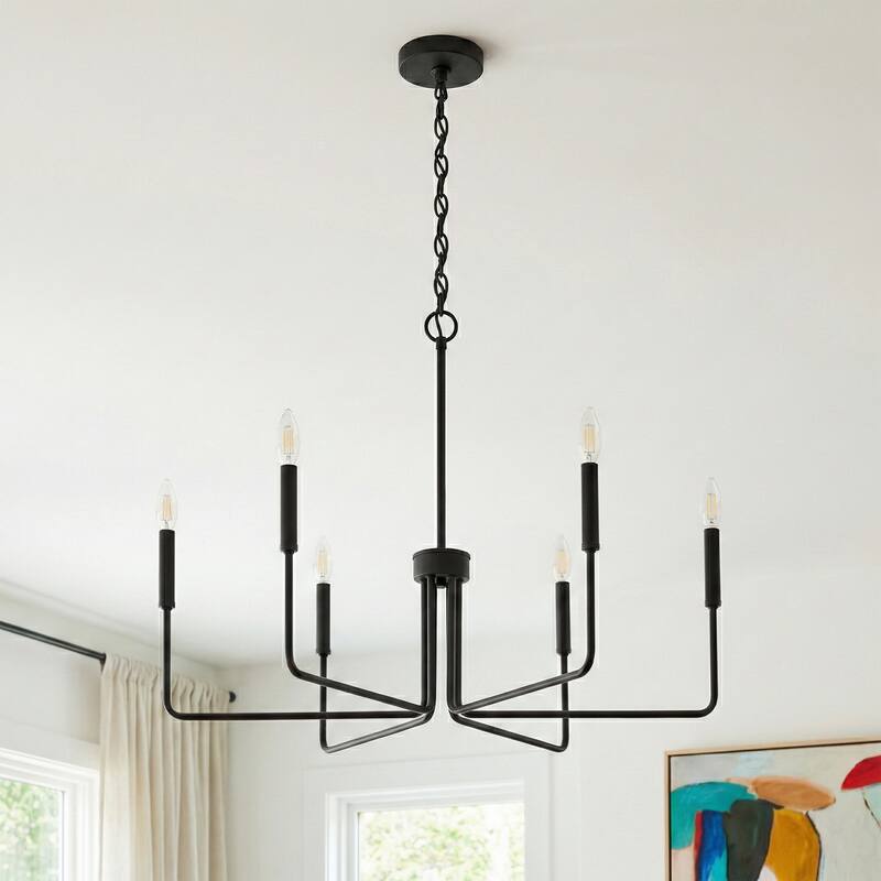 Acroma Modern Transitional 6-Light Candle Chandelier Linear Kitchen lsland