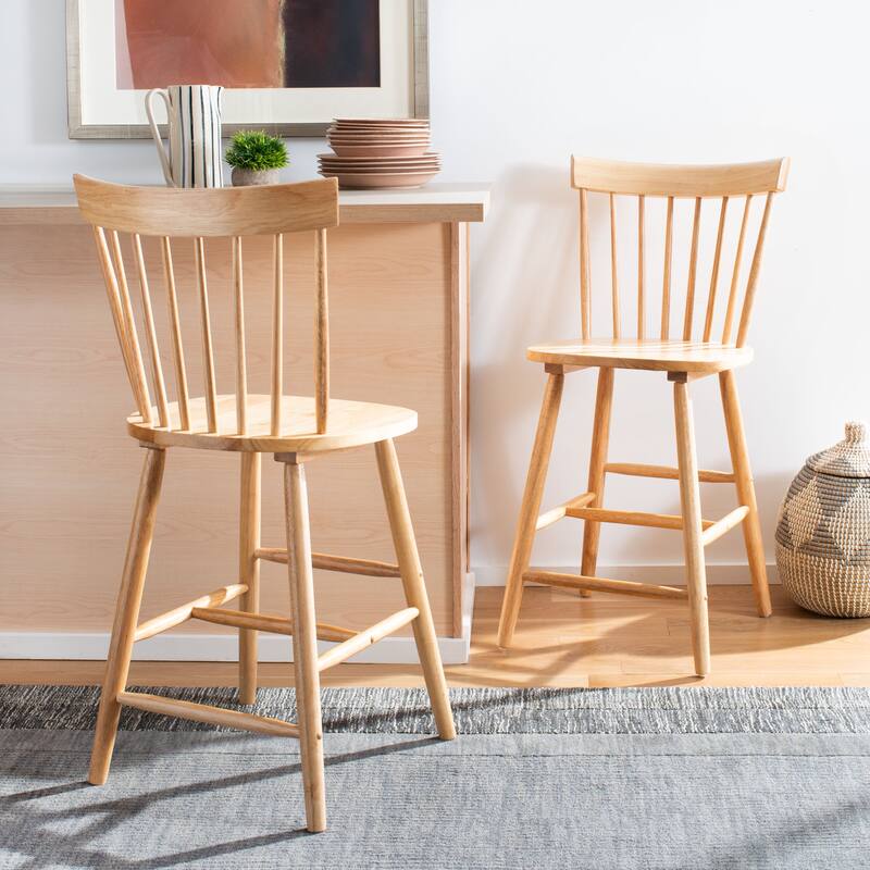 SAFAVIEH Biddie 24-inch Spindle Farmhouse Counter Stool (Set of 2) - 20" W x 21" D x 39" H - 20"W x 21"D x 39"H