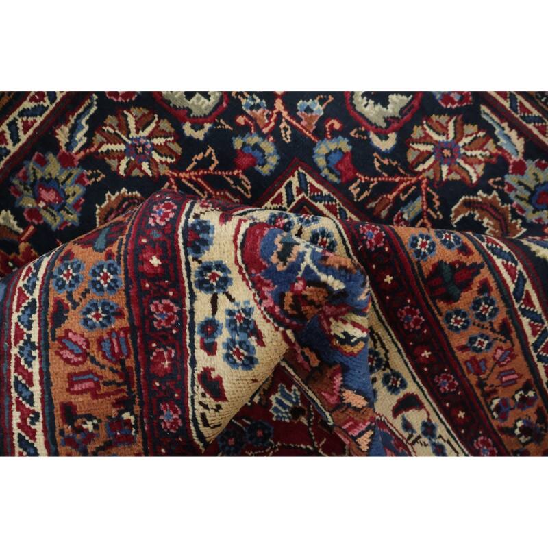 Hand Knotted Oriental 100% Wool Carpet Traditional Floral Red Mashad Area Rug - 12' 2'' X 9' 5''
