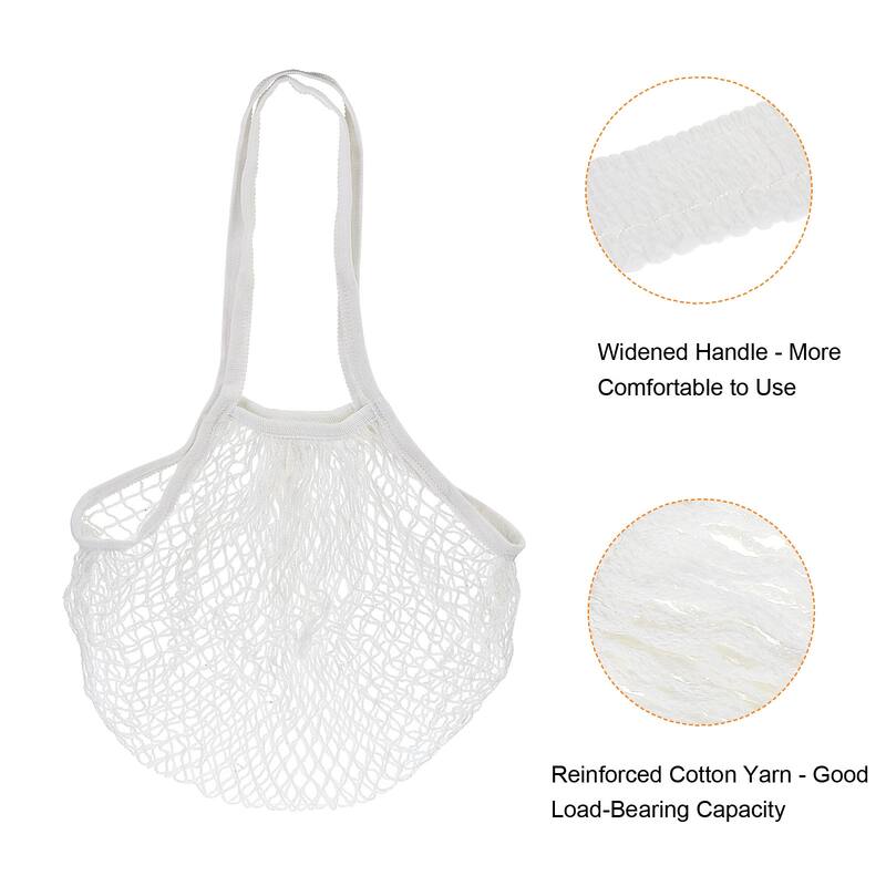 Cotton Mesh Bag, 14.96x12.2" Long Handle Mesh Net String Grocery Bags