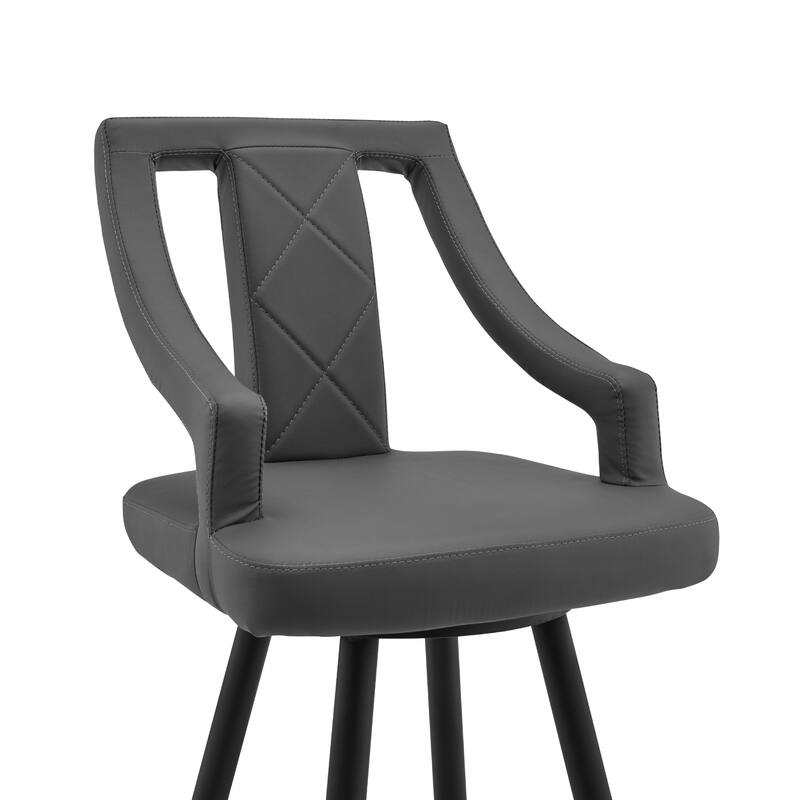 Maxen 26" Grey Faux Leather and Stainless Steel Swivel Counter Stool