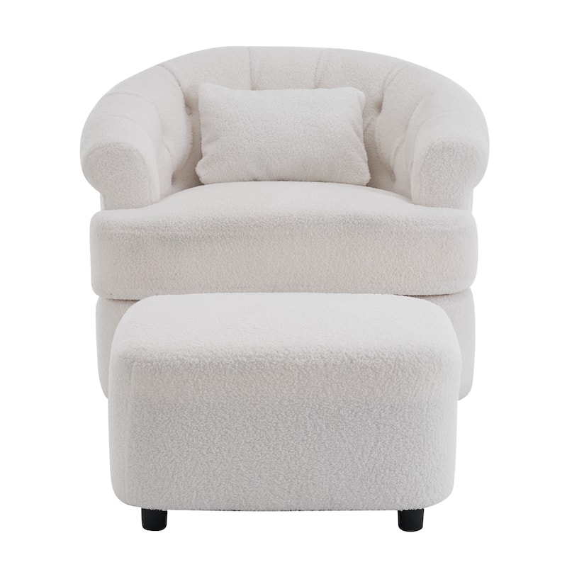 Velvet Swivel Chair with Ottoman, 360° Rotation & 300lb Capacity