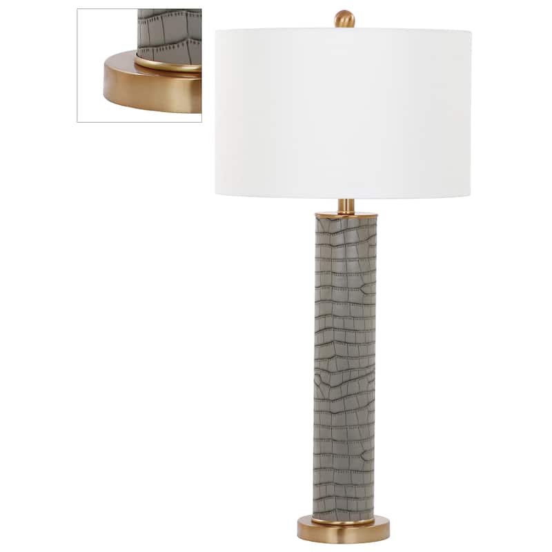 SAFAVIEH Lighting Tomika 32-inch Faux Alligator Grey Table Lamp (Set of 2) - 15"x15"x31.5" - 15Wx15Dx32H