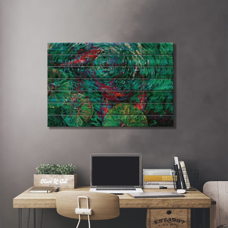 Serenity Spiral Print On Wood by Iris Scott - Multi-Color