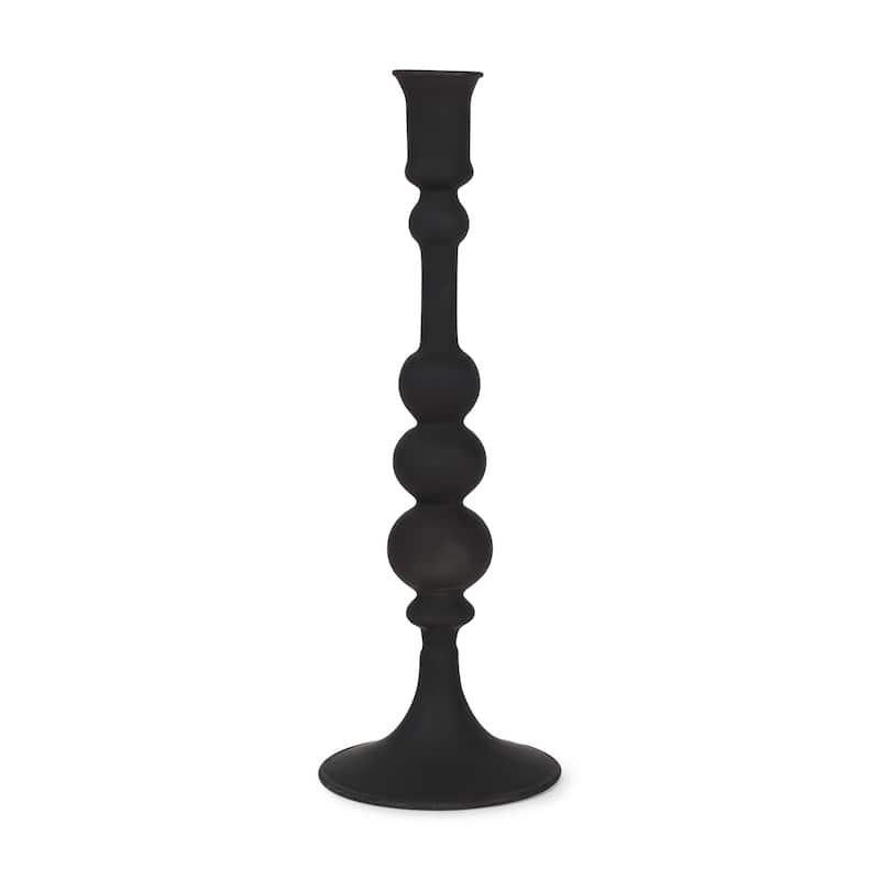 12" Black Glass Tabletop Taper Candlestick