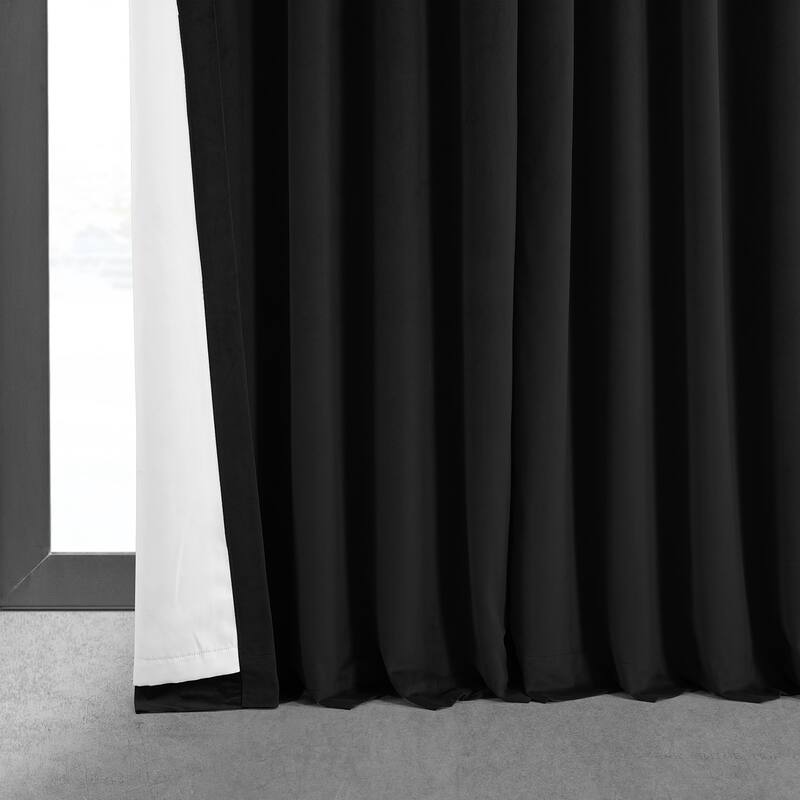 Exclusive Fabrics Signature Extra Wide Warm Black Velvet Blackout Curtain (1 Panel) - Luxurious Blackout Drapery