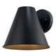 preview thumbnail 3 of 5, VAXCEL Smith 1-Light Black Contemporary Outdoor Wall Sconce, Durable Steel Cone Shade, LED Compatible, Dark Sky Compliant
