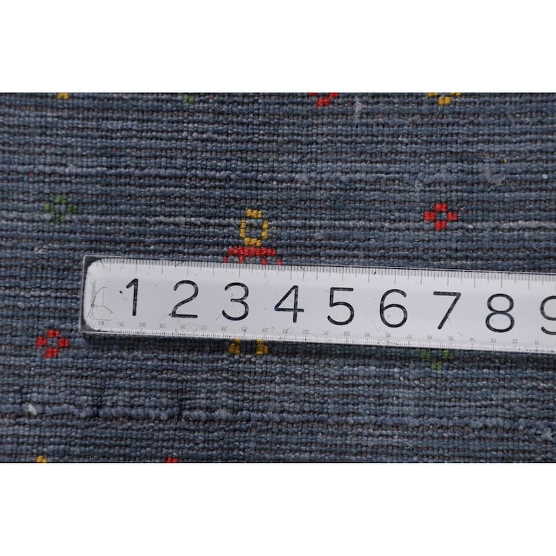 Tribal Blue Gabbeh Area Rug Handmade Silk Carpet - 7'11"x 9'8"
