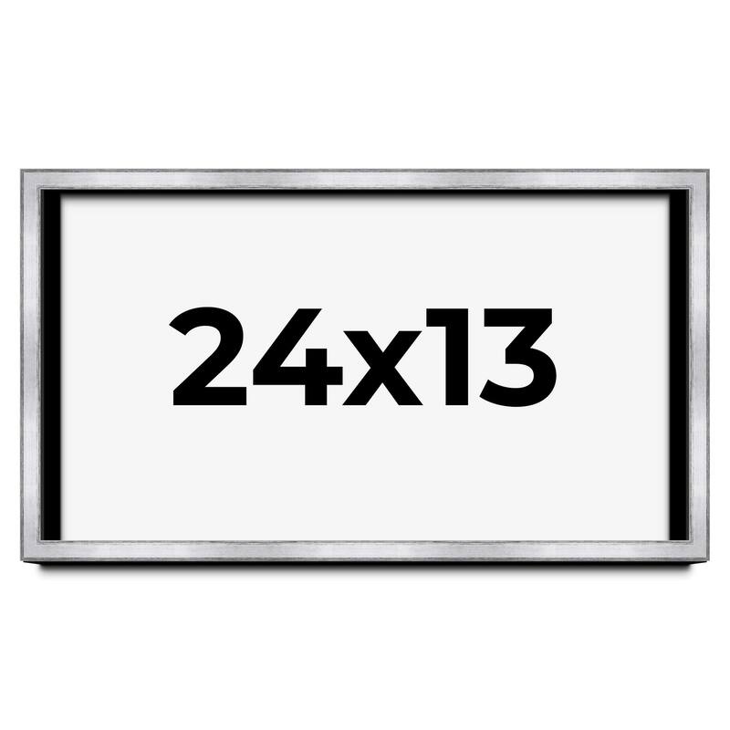 24x13 Shadow Box Frame Silver | 1.375 Inches Deep Real Wood