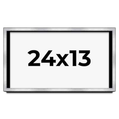 24x13 Shadow Box Frame Silver | 1.375 Inches Deep Real Wood