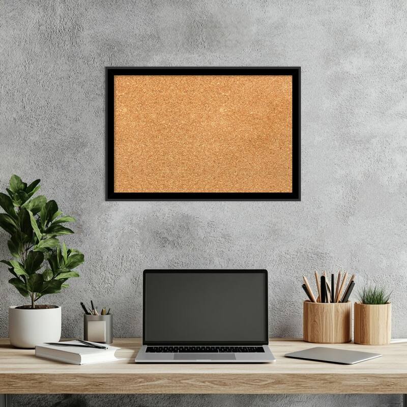 Incline Black Wood Framed Cork Board - Bulletin Board, Organization Board, Pin Board