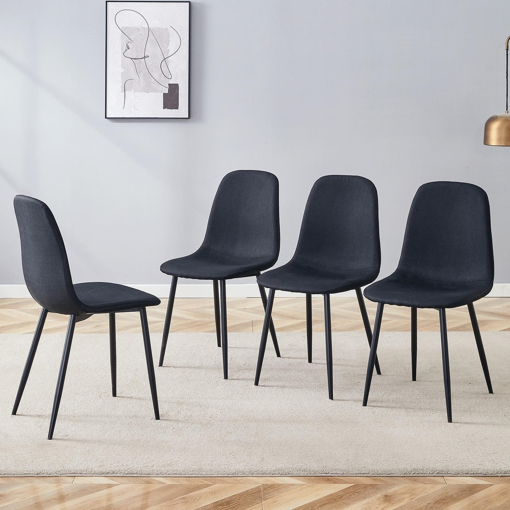 Luxury Simple Chair-Set Of 4 High Resilience Dining Chair With Metal Leg.Integral Metal Leg Architecture