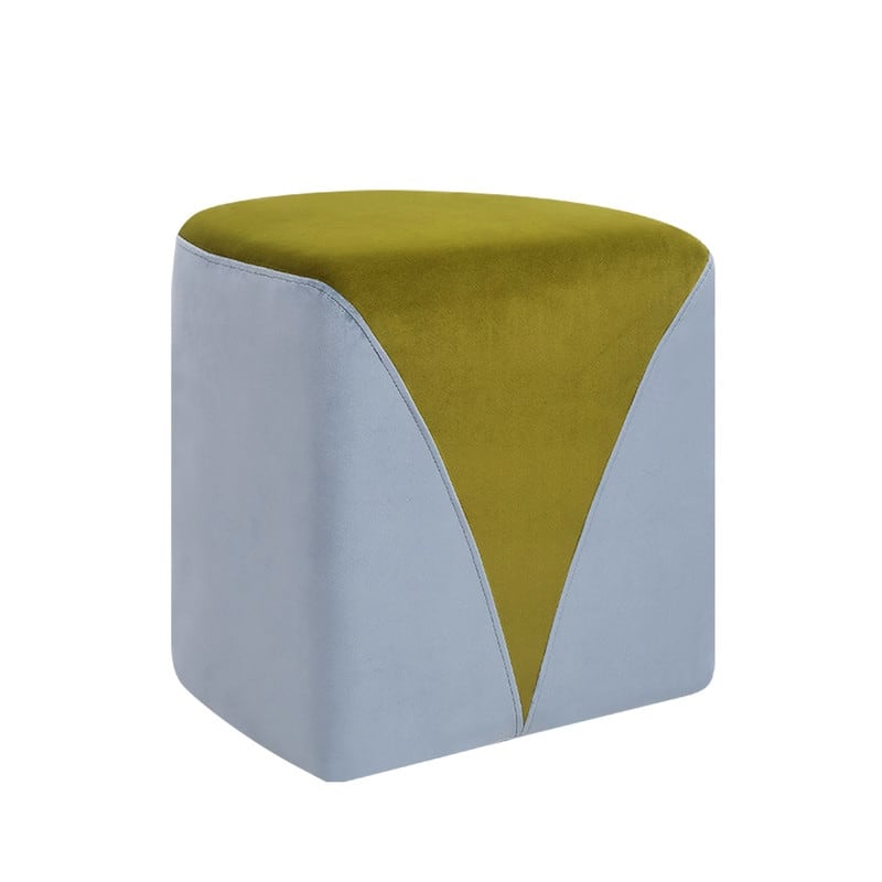 Adeco Modern Round Velvet Ottoman Foot Rest Stool Upholstered Footstool