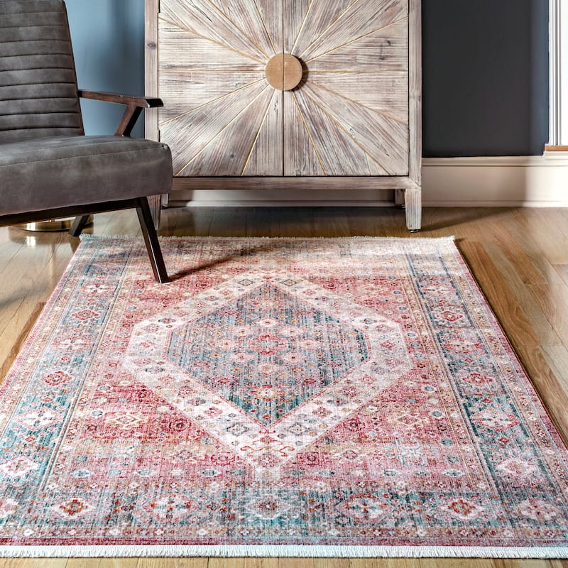 Nuloom Medallion Harris Faded Area Rug - 4' x 6' - Beige - Rectangle
