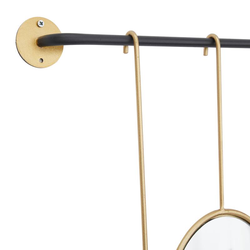 CosmoLiving by Cosmopolitan Gold Metal Wall Mirror with Hanging Rod - 25"W, 25"H