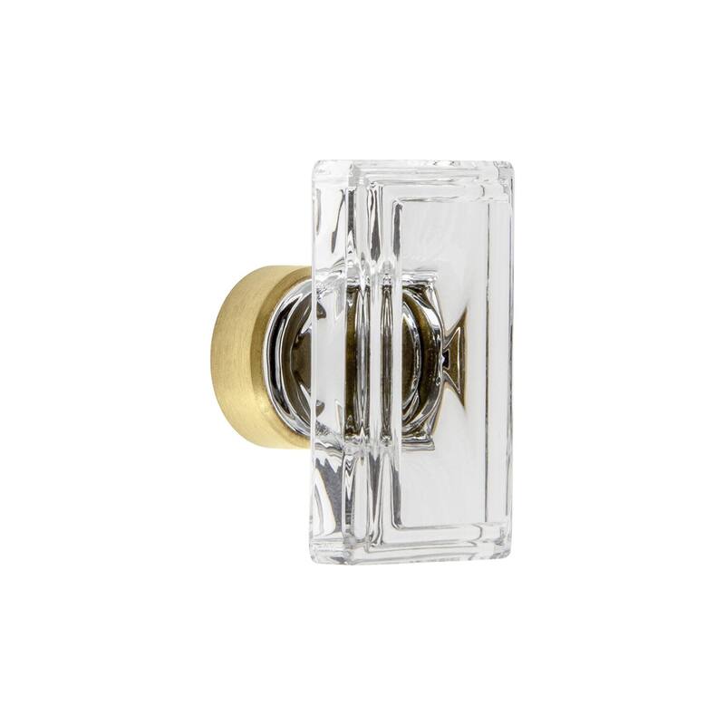 Grandeur CARR-CRYS-KNOB-LG Carre 1-3/4” Crystal Rectangular Emerald - Satin Brass