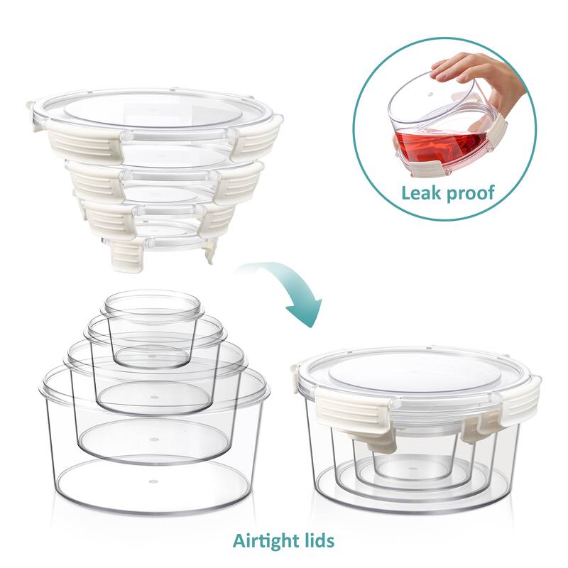 Sorbus BPA-Free Food Storage Container Set, Stackable & Nestable Plastic Containers with Snap-On Lids
