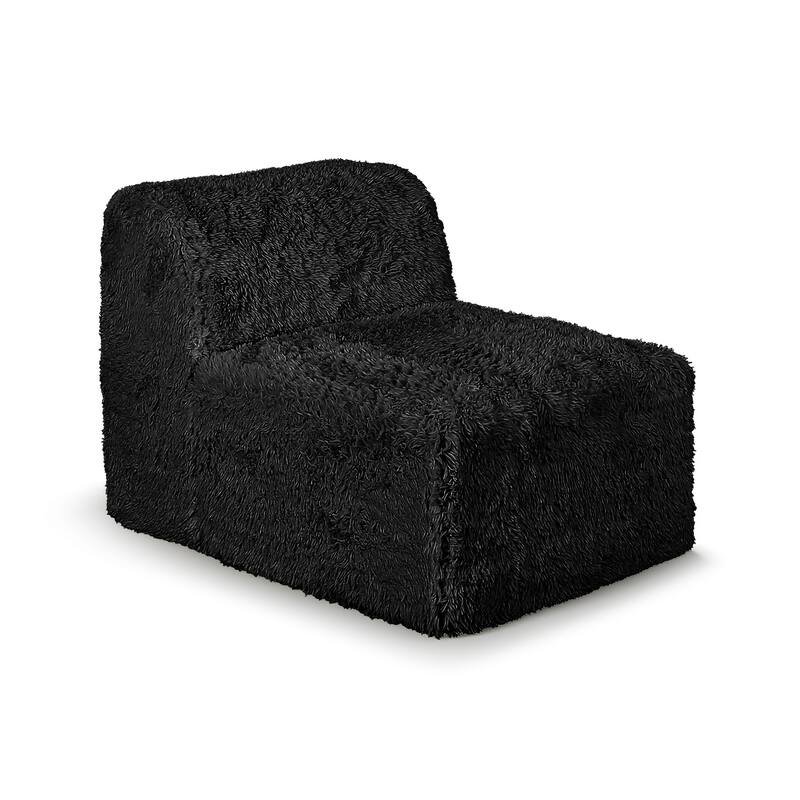 Furniture of America Ylena Modern Faux Fur Foam Modular Compressed Sofa Chair