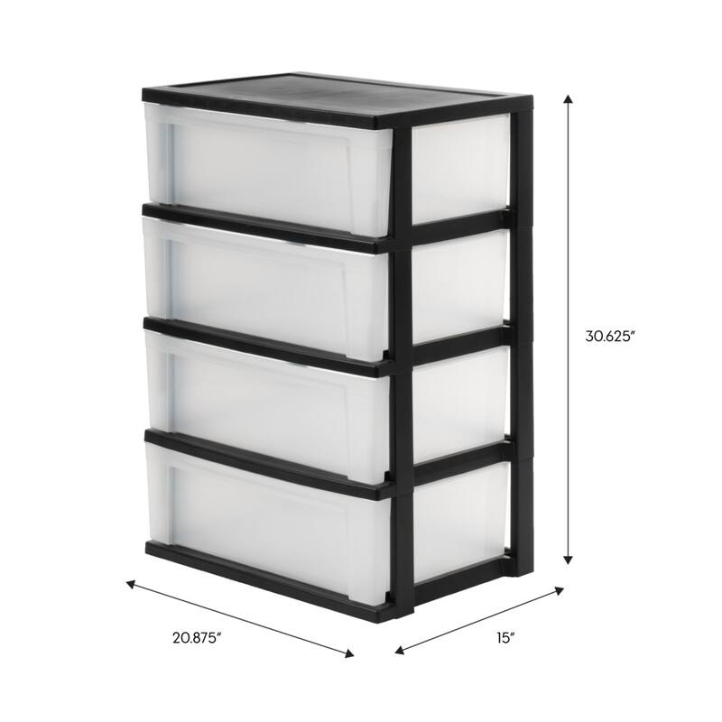 IRIS USA® Nesting Stacking Wide Chest 29 Qt - Black