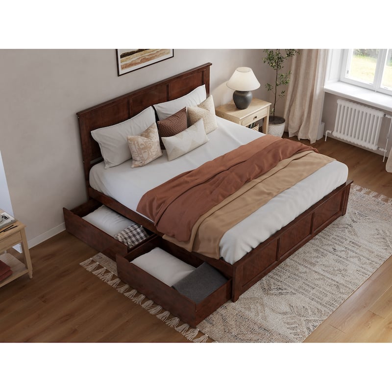 Madison Platform Bed with Matching Footboard with Storage Drawers