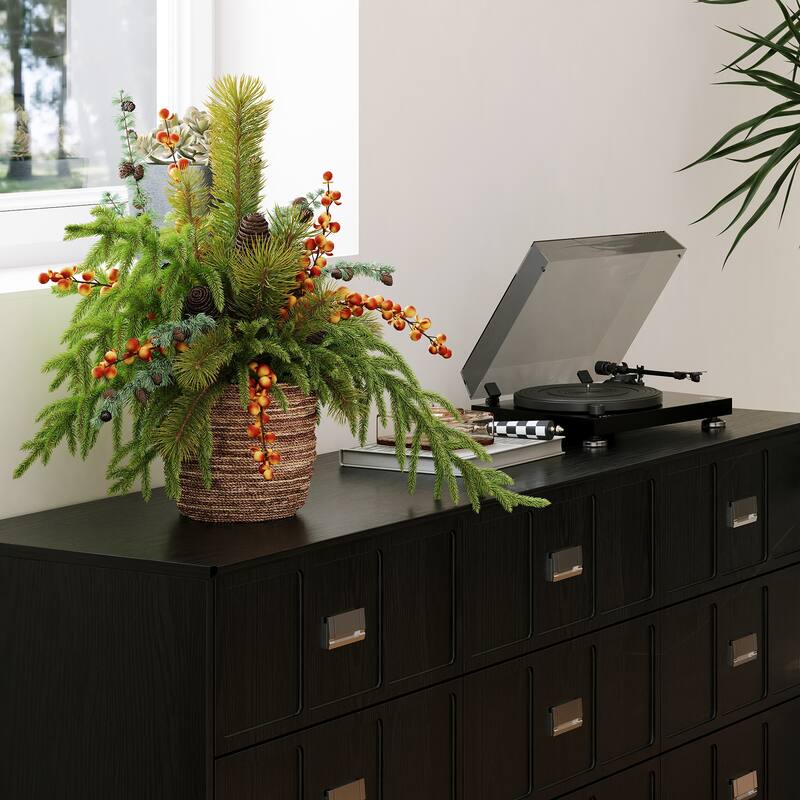 Large Black Dresser with 12 Drawers, 63” Storage Cabinet for Bedroom, Living Room or Entryway, Modern Buffet Sideboard