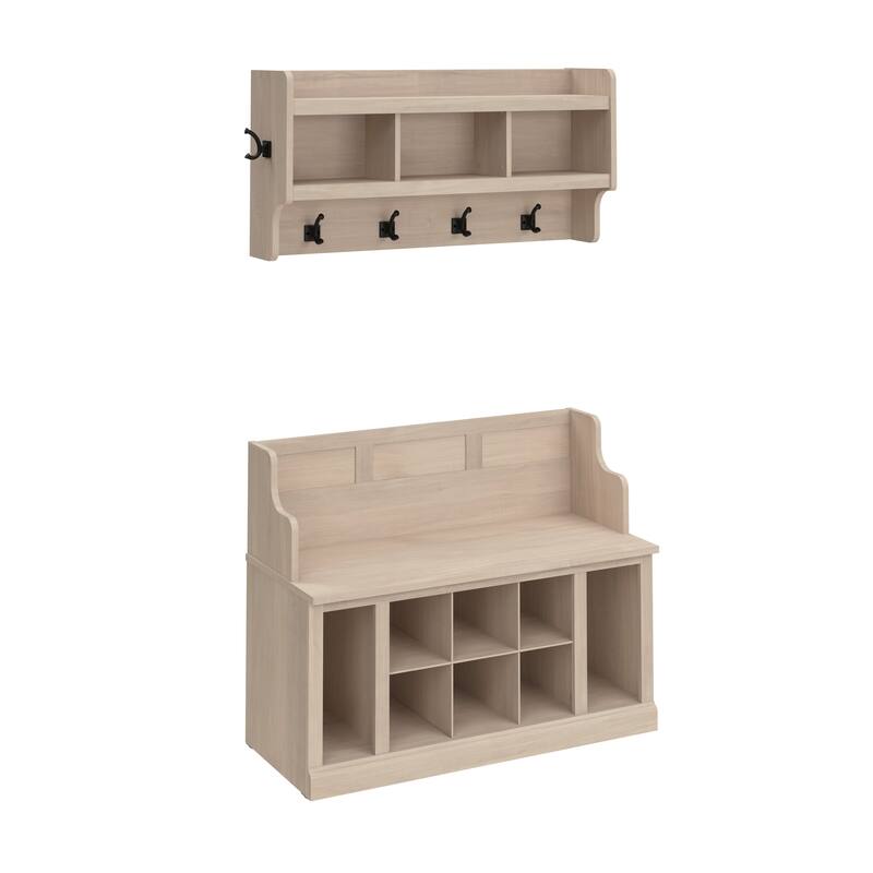 Woodland 40W Entryway Bench and Wall Mounted Shelf by Bush Furniture