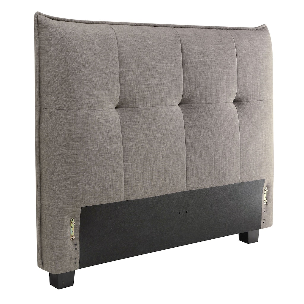 Amy King Headboard, Knife Edges, Tufted Linen, Gray