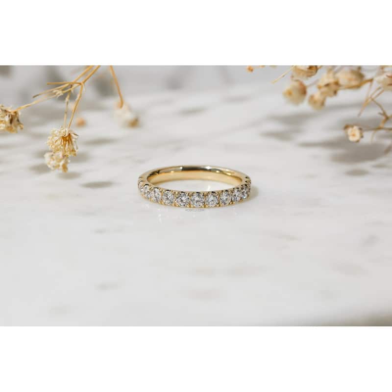 Kobelli 1 Carat Lab Grown Diamond 14k Solid Gold Ultra Comfort Half Eternity Florence Wedding Ring