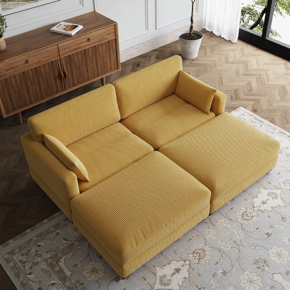 Sectional Sofa Set Modular Couch with Ottomans