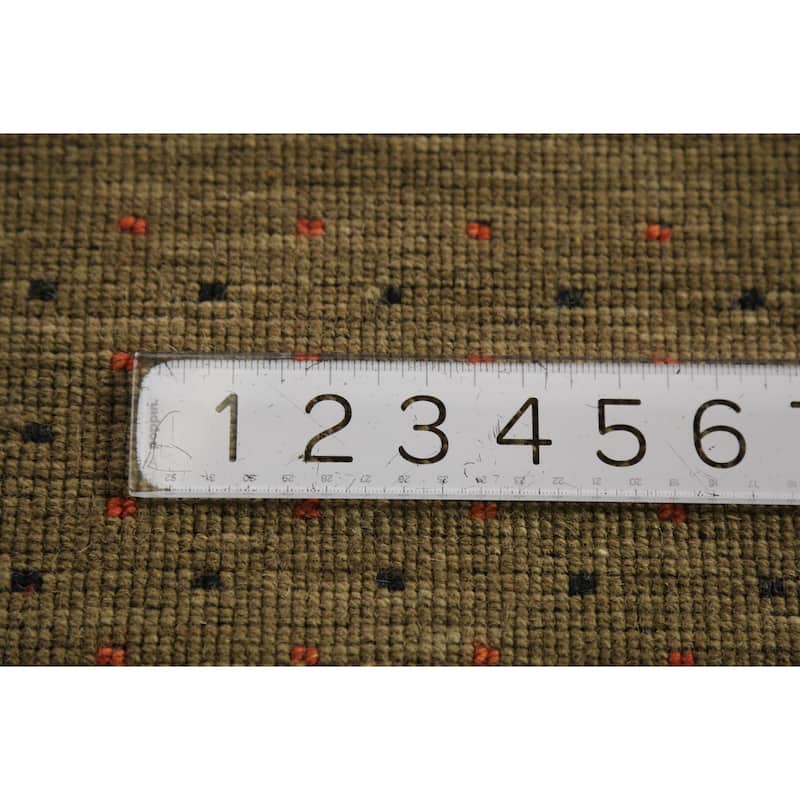 Green Gabbeh Oriental Runner Rug Hand-Knotted Wool Carpet - 2'8" x 10'1"